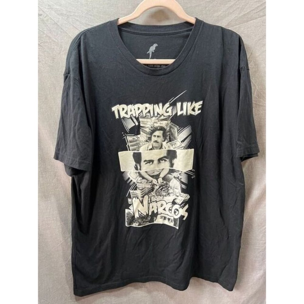 Trapping Like Narcos Shirt Adult 2XL Black Short Sleeve Pullover‎ Logo Tee Mens